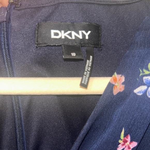 DKNY Navy Floral Cocktail Dress Size 10 - Picture 3 of 3